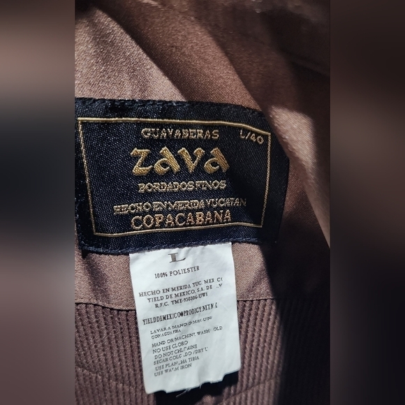 zava fine embroidered guayabera with buttons Short sleeve size L - Picture 8 of 12